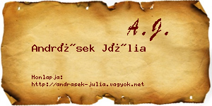 Andrásek Júlia névjegykártya